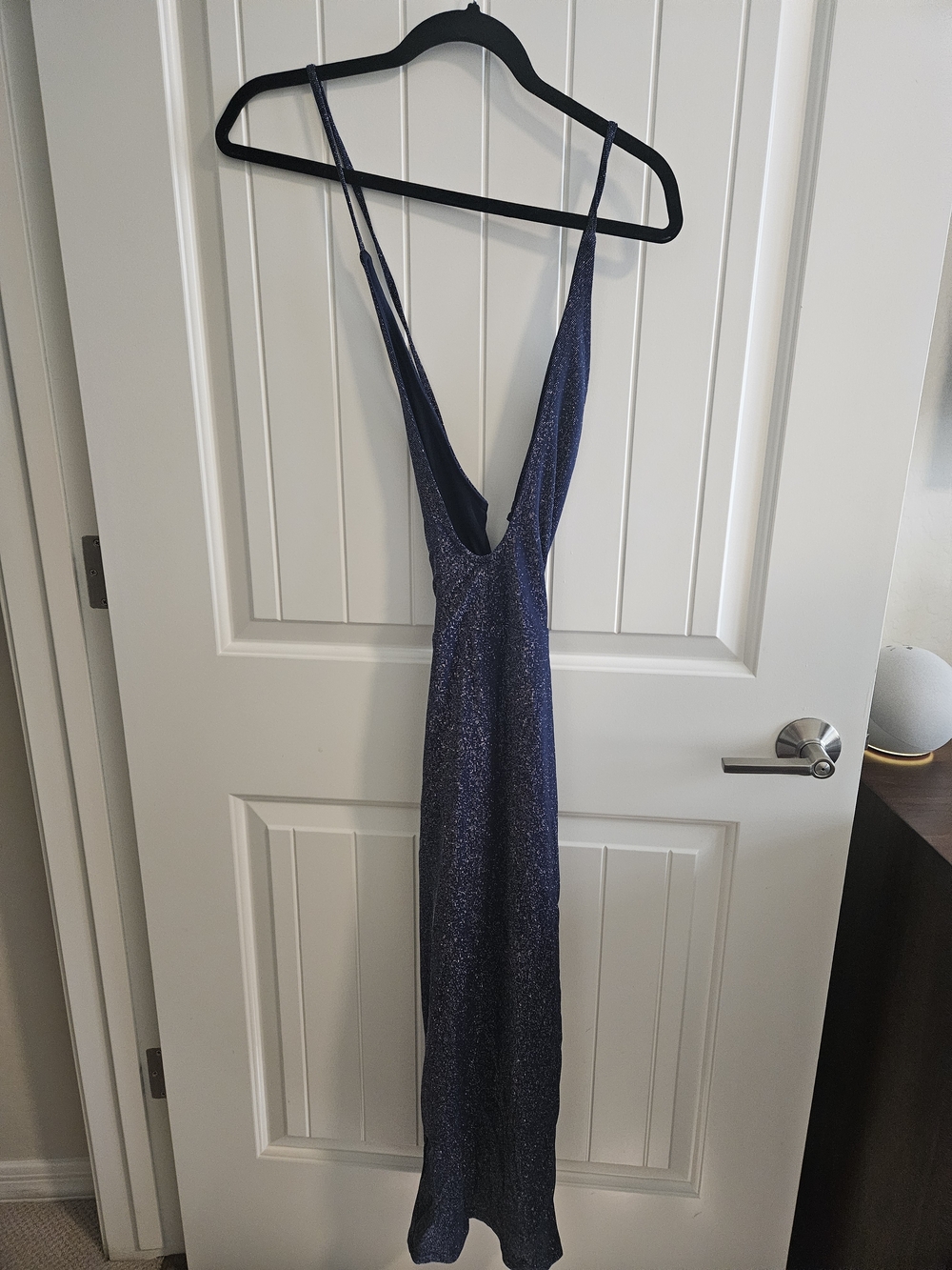 Fashion Nova Navy Sparkle Backless Slip Dress
